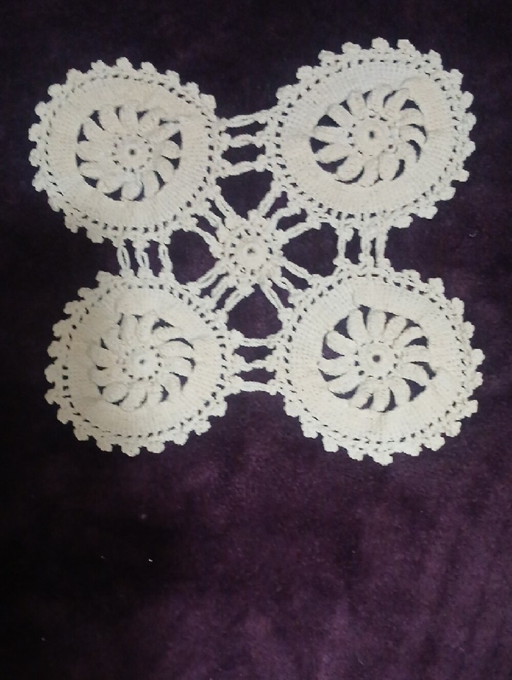 Vintage Handmade Crochet Doilies Set - Cream, Red, Yellow, Green, Pink - Picture 4 of 6